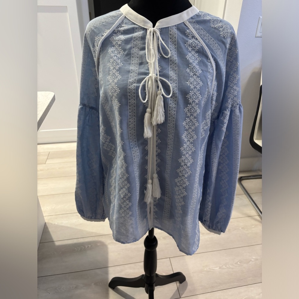 English Factory Embroidered Top - Blue#628